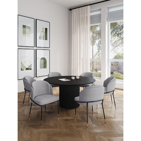 Manhattan Comfort Round Dining Set of 7, 59.05 in L, American Solid Ash Wood, Black 6-DT05DC052-GY